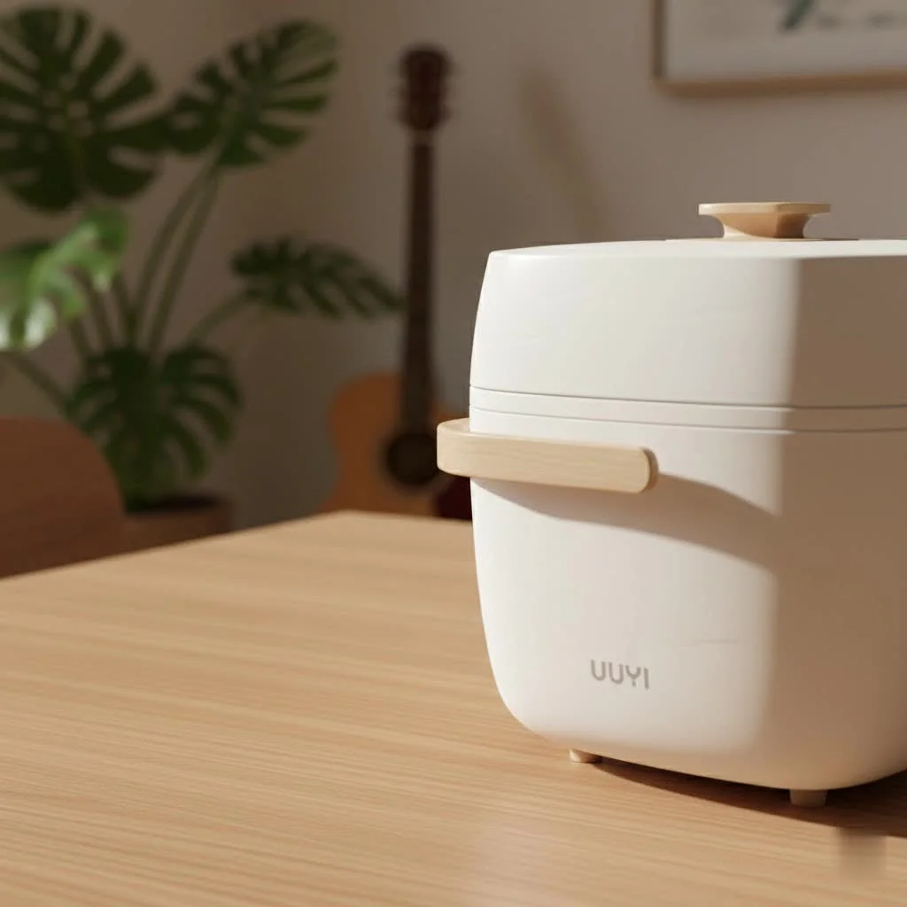 Imusa rice cooker with a bowl of fluffy white rice