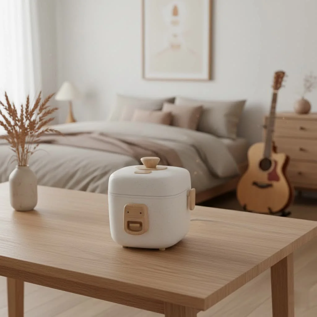 Perfectly cooked sushi rice in a rice cooker