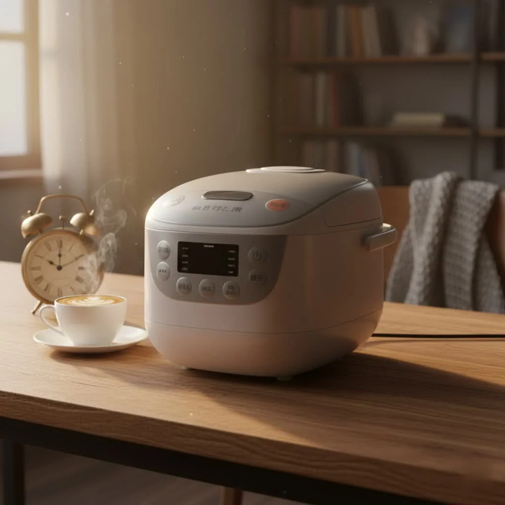 Mini rice cooker on a kitchen counter