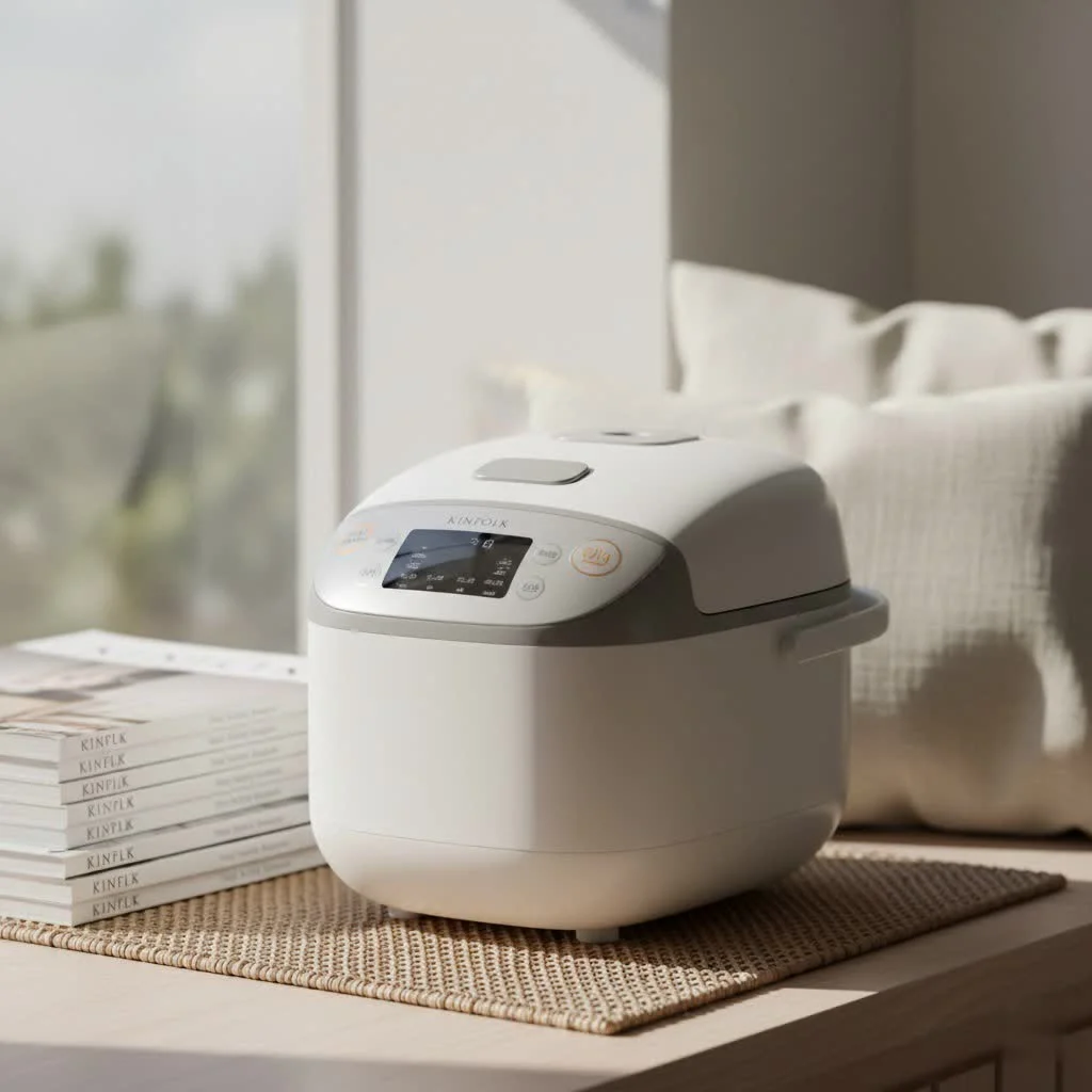Modern electric rice pressure cooker with a digital display