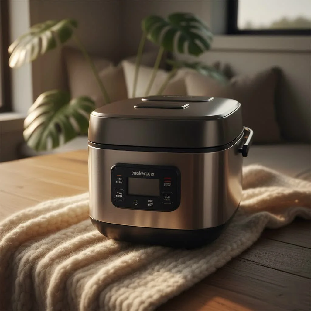 Zojirushi Neuro Fuzzy Rice Cooker with cooked rice